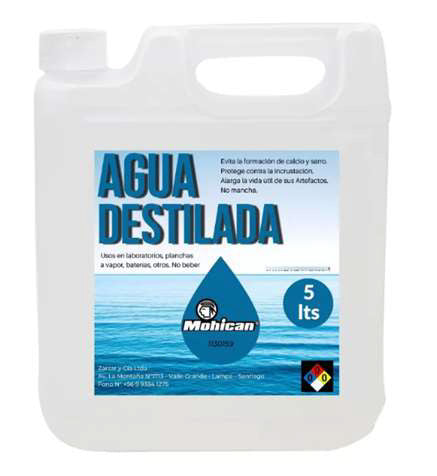 Agua Destilada para Laboratorios Bidon 5 Litros